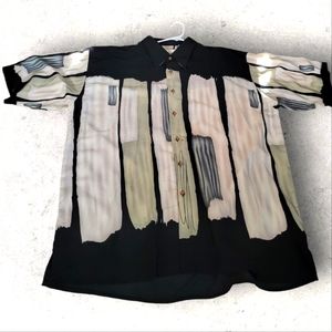Vintage Mens Large Button Up Shirt Short Sleeve Polyester. 3XB